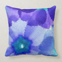 Vintage Turquoise Flower painting art Pillow