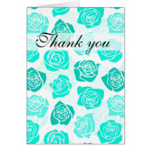 Vintage turquoise roses Thank You Card