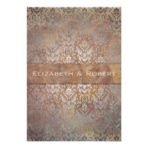 Vintage Tuscan Damask Elegant RSVP Cards Custom Announcement