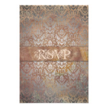 Vintage Tuscan Damask Elegant RSVP Cards Invites