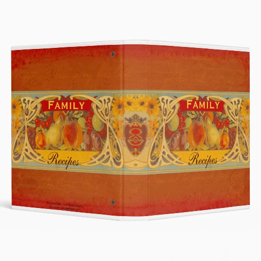 Vintage Tuscan Sunflower & Fruit Recipe Binder