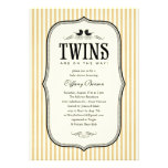 Vintage Twins Baby Shower Invitations