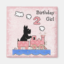 Vintage Two Year Old Birthday Girl Square Magnet