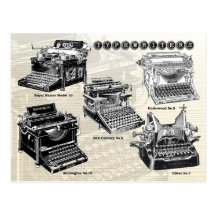 Vintage Typewriters - Illustrations Post Cards