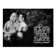 Vintage Typography Photo Save the Date Postcard