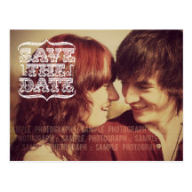 Vintage Typography Photo Save the Date Postcard