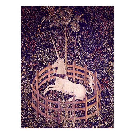 Vintage Unicorn In Captivity Tapestry Post Cards