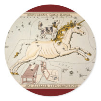Vintage Unicorn Star Constellation  Map Round Stickers