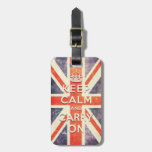 Vintage Union Jack flag keep calm and carry on Travel Bag Tag