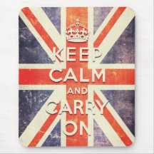Vintage Union Jack flag keep calm and carry on Mousepad