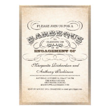 vintage unique typography barbecue invitations