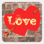 Vintage Urban Art Love Valentine Hearts Brick Wall Sticker