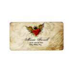 Vintage Urban Tattoo Winged Heart Address Label