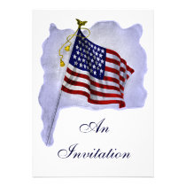 Vintage US Flag Custom Party Invitations invitations