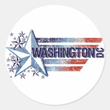 Vintage USA Flag with Star – Washington D.C. Round Stickers