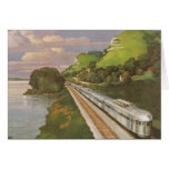 Vintage Vacation by Train, Locomotive in Country Greeting Cards