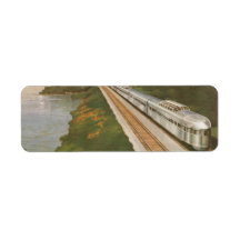 Vintage Vacation by Train, Locomotive in Country Labels