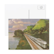 Vintage Vacation by Train, Locomotive in Country Postcards