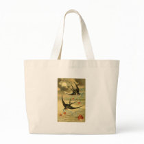 Vintage Valentine Barn Swallows With Hearts Canvas Bags