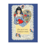 Vintage Valentine Card with Bluebirds Post Cards