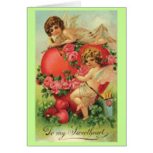 Vintage Valentine card with Cupids