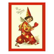Vintage Valentine Clown Postcard