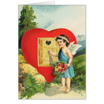 Vintage Valentine Cupid at Heart House Card
