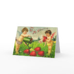 Vintage Valentine Cupid Gardeners Greeting Card