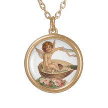 Vintage Valentine Cupid Loves Melodies Necklace
