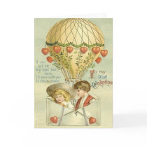 Vintage Valentine Hot Air Balloon Card