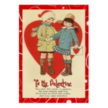 Vintage Valentine Kid Cards Business Card Template