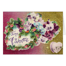 Vintage Valentine Pansy Flower Card