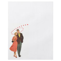 Vintage Valentine Walking with Floating Hearts Custom Flyer