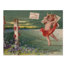 Vintage - Valentines Cherub - Love & Devotion Postcards