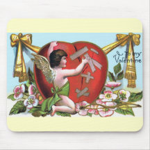 Vintage Valentine's Day Angel Mouse Pad