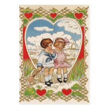 Vintage Valentine's Day, Children Share a Secret Business Cards