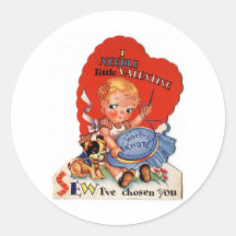Vintage Valentine's Day Girl Sewing Stickers