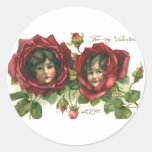 Vintage Valentine's Day, Victorian Faces in Roses Stickers