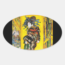 Vintage Van Gogh Geisha 1887 Oval Sticker