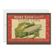 Vintage Vegetable Label, None Such Sugar Corn Announcement