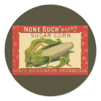 Vintage Vegetable Label, None Such Sugar Corn Round Stickers