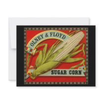 Vintage Vegetable Label; Olney & Floyd Sugar Corn Personalized Invites
