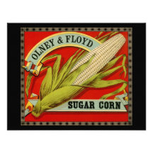 Vintage Vegetable Label; Olney & Floyd Sugar Corn Personalized Invites