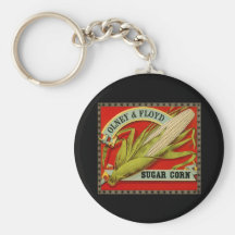 Vintage Vegetable Label; Olney & Floyd Sugar Corn Key Chain