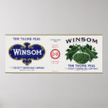 Vintage Vegetable Label; Winsom Tom Thumb Peas Posters