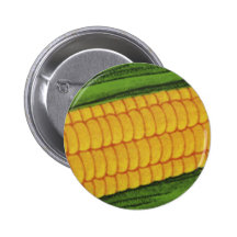 Vintage Vegetables; Yellow Corn on the Cob Pinback Buttons