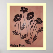 Vintage Velvet Poppies Print