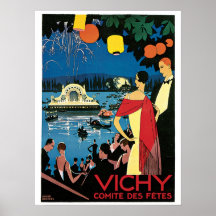 Vintage Vichy French 1920s Travel Ad Print