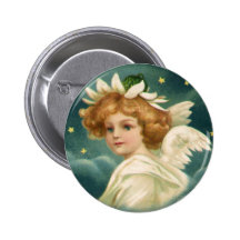 Vintage Victorian Angelic Christmas Angel, Stars Pin
