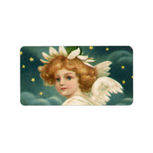 Vintage Victorian Angelic Christmas Angel, Stars Custom Address Labels